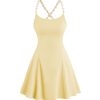Women's Criss Cross Backless Sleeveless Mini Cami Dress Flared A Line Dresses