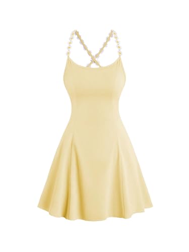 Women's Criss Cross Backless Sleeveless Mini Cami Dress Flared A Line Dresses