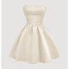 Women's Bow Front Satin Homecoming Dresses Sleeveless Party Cocktail Gowns