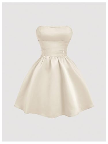 Women's Bow Front Satin Homecoming Dresses Sleeveless Party Cocktail Gowns