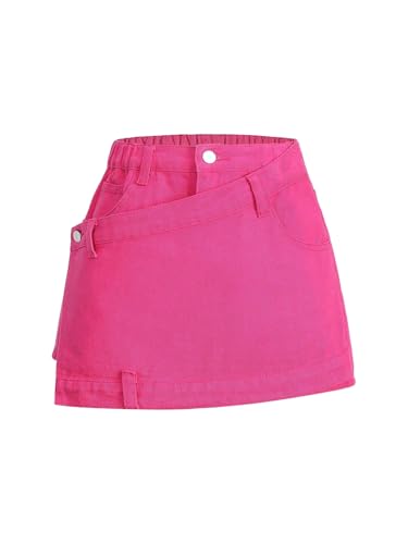 Girl's Wrap Denim Skorts High Waisted Asymmetrical Hem Skirt Shorts