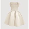 Women's Bow Front Satin Homecoming Dresses Sleeveless Party Cocktail Gowns