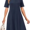 Womens 2025 Summer Teacher Work Modest Dresses Ultra Soft Short Sleeve Midi Old Money Clothes Business Casual Dress