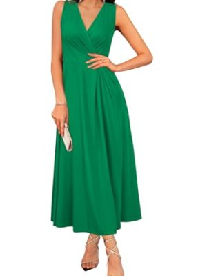 Womens 2025 Formal Evening Gowns Maxi Dress Cocktail Party V Neck Sleeveless Wedding Guest Long Elegant Dress