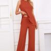 Womens Summer 2 Piece Outfits Ribbed Knit Tank Tops Wide Leg Pants Lounge Set Matching Tracksuit 2024 Spring Fashion