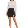 Women's Summer Solid Split Hem Zip Back Mini Workwear Skirt