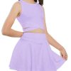 Girl's Workout Outfits Crisscross Crop Tank Top and Flare Skort Skirt Set