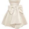 Women's Bow Front Satin Homecoming Dresses Sleeveless Party Cocktail Gowns