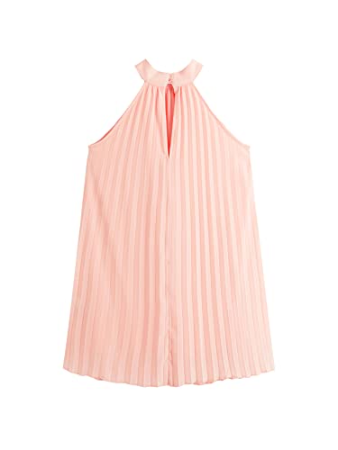 Girl's Sleeveless Pleated Halter Dress Casual Button Back Dresses