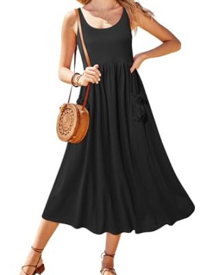 Women's 2024 Summer Sundresses Casual Beach Vacation Outfits Long Flowy Sleeveless Tank Maxi Dress with Pockets