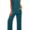 Womens Summer 2 Piece Outfits Ribbed Knit Tank Tops Wide Leg Pants Lounge Set Matching Tracksuit 2024 Spring Fashion