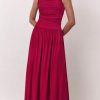 Women 2025 Summer Maxi Dresses Vacation Ruched Boat Neck Tank Flowy Elegant Party Long Formal Dress Pockets