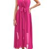 Womens 2025 Summer Wedding Guest Bridesmaid V Neck Sleeveless Long Formal Evening Party Maxi Dress
