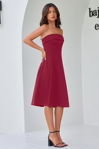 Womens Cocktail Dress Strapless Tube Formal Wedding Guest Prom Party Dress