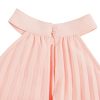 Girl's Sleeveless Pleated Halter Dress Casual Button Back Dresses