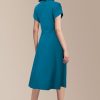 Womens Wear to Work Teacher Business Casual Dress Funeral Midi Dresses Button Down Office Clothes with Pockets