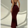 Women's Cut Out Tie Backless Halter Maxi Dress Sexy Sleeveless Ring Linked Fishtail Bodycon Dresses