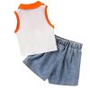 Toddler Girl's 2 Piece Outfits Floral Patched Collar Tank Wrap Skirt Shorts Set Summer Outfits