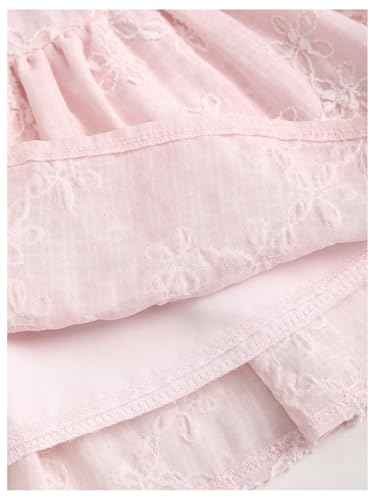 Women's Layered Ruffle Mini Skirt Floral Embroidered Elastic Waist A Line Skirt