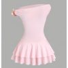 Women's Off Shoulder Layered Ruffle Dress 3D Flower Asymmetrical Flared Mini Dresses