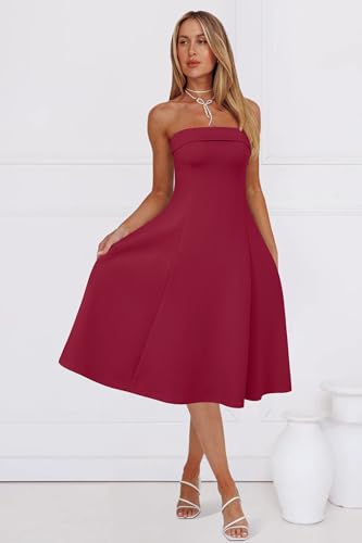 Womens Cocktail Dress Strapless Tube Formal Wedding Guest Prom Party Dress