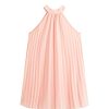 Girl's Sleeveless Pleated Halter Dress Casual Button Back Dresses