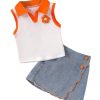 Toddler Girl's 2 Piece Outfits Floral Patched Collar Tank Wrap Skirt Shorts Set Summer Outfits