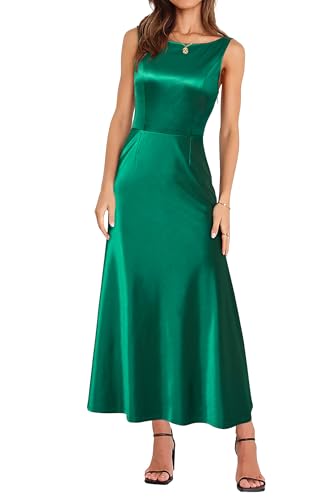 Womens 2025 Wedding Guest Bridesmaid Sleeveless Back V Neck Cocktail Party Formal Evening Gowns Long Maxi Dress