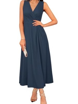 Womens 2025 Formal Evening Gowns Maxi Dress Cocktail Party V Neck Sleeveless Wedding Guest Long Elegant Dress