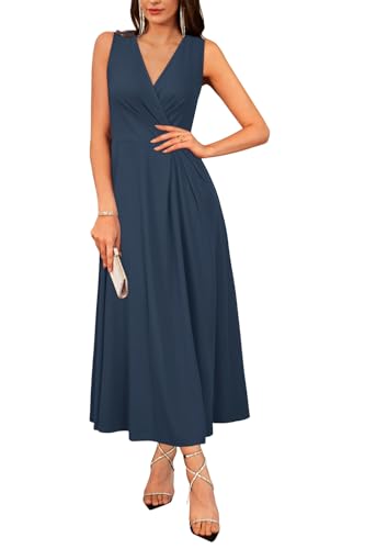 Womens 2025 Formal Evening Gowns Maxi Dress Cocktail Party V Neck Sleeveless Wedding Guest Long Elegant Dress
