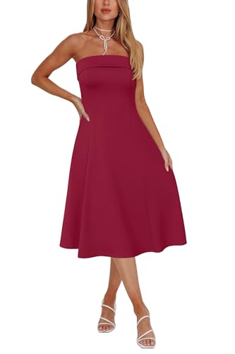 Womens Cocktail Dress Strapless Tube Formal Wedding Guest Prom Party Dress