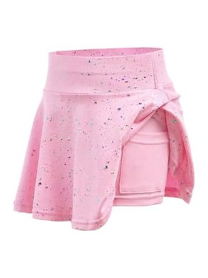 Toddler Girl's Glitter Flared Tennis Golf Skirt Athletic Butterfly Ruffle School Skirts with Pockets