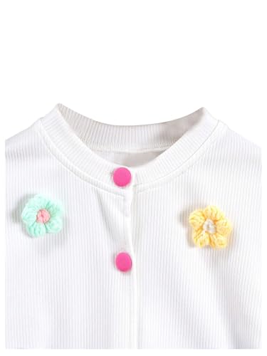 Toddler Girl's Cute 2 Piece Outfits Floral Applique Knit Tee Pleated Skirt Set