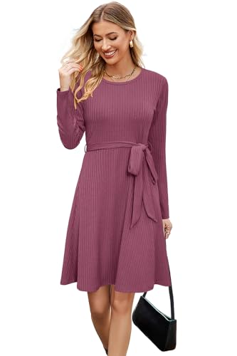 Women's Long Sleeve Fall Teacher Dresses 2025 Work Casual Knit Pockets Winter Sweater Dress Trendy