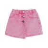 Girl's Wrap Button Front Asymmetrical Hem Denim Skort High Waist Skirt Shorts