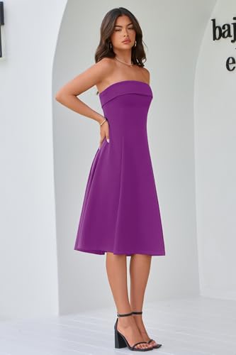 Womens Cocktail Dress Strapless Tube Formal Wedding Guest Prom Party Dress