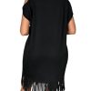 Women's Plus Size Round Neck Short Sleeve Fringe Hem Dress Casual Dresses