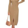Womens Sweater Dress Fall Teacher Oufits 2025 Long Sleeve Business Casual Bodycon Split Ribbed Knit Midi Dresses