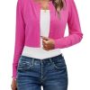Cropped Cardigan Sweaters for Women 2025 Crew Neck Button Down Open Front Knit Bolero Shrugs