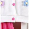 Toddler Girl's Cute 2 Piece Outfits Floral Applique Knit Tee Pleated Skirt Set