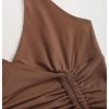 Women's Punk Halter Mini Dress Western Asymmetrical Ruffle Sleeveless Drawstring Ruched A Line Dresses