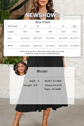 Women's 2025 Summer Dress Vacation V Neck Sleeveless Midi Dress Tiered Tank Swing Sundress with Pockets