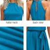 Womens 2025 Summer Dress Halter Wedding Guest Casual Beach Vacation Outfits Belted Sundresses with Pockets