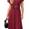Womens Wear to Work Teacher Business Casual Dress Funeral Midi Dresses Button Down Office Clothes with Pockets
