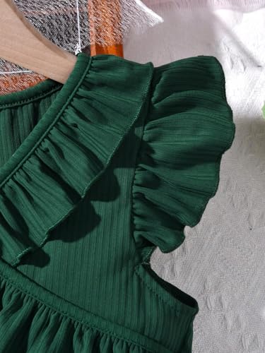 Girl's V Neck Ruffle Sleeve A Line Dress High Waist Mesh Tulle Dress