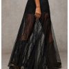 Women's Sexy See Through Sheer Lace Maxi Skirt Low Waist Ruffle Hem A Line Flowy Skirt