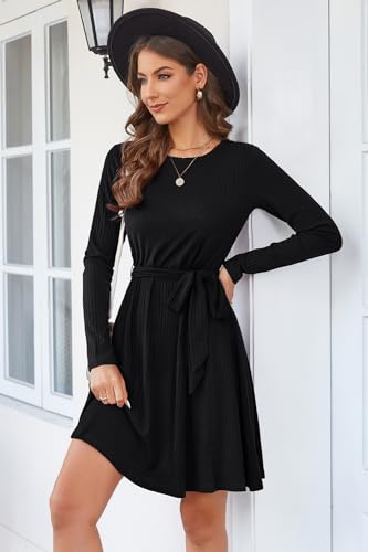 Women's Long Sleeve Fall Teacher Dresses 2025 Work Casual Knit Pockets Winter Sweater Dress Trendy