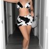 Women's Cow Print Fuzzy Bodycon Mini Skirt Sexy Low Rise Skirts