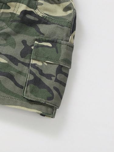 Toddler Girl's Camo Print Mini Cargo Skirt Elastic High Waist Flap Pocket Casual Mini Skirts