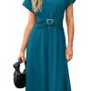 Womens Wear to Work Teacher Business Casual Dress Funeral Midi Dresses Button Down Office Clothes with Pockets